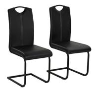 KTHLBRH Sillas de Comedor Voladizas Modernas, 2 Unidades Acolchadas con Tapizado de Cuero Sintético y Estructura de Madera Robusta, Fácil Montaje para Cocina o