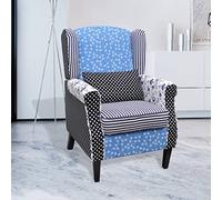 KTHLBRH Sillón con diseño de retales de Tela Patchwork Sillón Rústico Tapizado Estructura Madera Acolchado Cómodo Resistente
