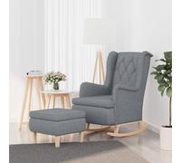 KTHLBRH Sillón con Patas mecedoras y Taburete de Tela Gris Claro Sillón Mecedor con Taburete, Tela Transpirable y Duradera, Reposapiés y Reposabrazos Cómodos