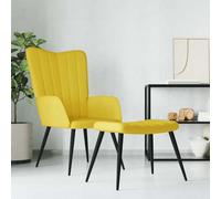 KTHLBRH Sillón de Relax con Taburete Terciopelo Amarillo Mostaza Sillón Relax Acolchado Tapizado en Terciopelo Suave con Estructura de Acero Estable