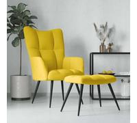 KTHLBRH Sillón de Relax con Taburete Terciopelo Amarillo Mostaza Sillón Relax Moderno con Acolchado Denso y Estructura de Acero Estable