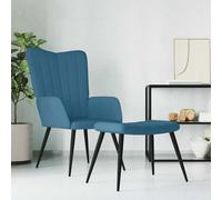KTHLBRH Sillón de Relax con Taburete Terciopelo Azul Sillón Relax Acolchado Tapizado en Terciopelo Suave con Estructura de Acero Estable