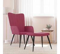 KTHLBRH Sillón de Relax con Taburete Terciopelo Rojo Tinto Sillón Relax Acolchado Tapizado en Terciopelo Suave con Estructura de Acero Estable