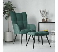 KTHLBRH Sillón de Relax con Taburete Terciopelo Verde Oscuro Sillón Relax Moderno con Acolchado Denso y Estructura de Acero Estable