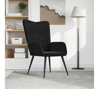 KTHLBRH Sillón de Relax de Terciopelo Negro Sillón Relax Acolchado Tapizado en Terciopelo Suave con Estructura de Acero Estable