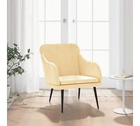 KTHLBRH Sillón de Terciopelo Color Crema Sillón Relax Acolchado con Taburete y Estructura Metálica Resistente 63x76x80 cm