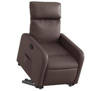 KTHLBRH Sillón elevador reclinable marrón de piel sintética | Marrón Cuero PU Levanta Personas Reclinable 135 Grados Bolsillo Lateral