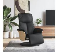 KTHLBRH Sillón reclinable con reposapiés Cuero sintético Negro Sillón Reclinable Giratorio 360° con Función Manual y Acolchado Confortable