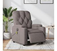 KTHLBRH Sillón Reclinable Eléctrico con Masaje de 6 Puntos, Tela Gris Taupe, Inclinación 135°, Reposapiés Ajustable, Estructura Madera y Metal, Portavasos y Bolsillo Lateral, Cómodo