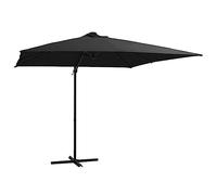 KTHLBRH Sombrilla Voladiza con Luces LED Solares, 360° Giratoria e Inclinable para Jardín, Terraza y Exteriores, Tela de Poliéster con Protección UV, Mecanismo de