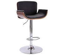 KTHLBRH Taburete de Cocina Moderno con Asiento de Cuero Sintético y Mecanismo de Elevación a Gas, Estructura de Madera y Metal, Reposapiés Integrado, Soporta 110 kg, Fácil Montaje