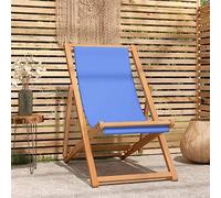 KTHLBRH Tumbona Plegable de Madera de Teca para Jardín Playa y Camping | Silla Reclinable Ajustable con Asiento de Tela | Fácil Montaje y Almacenamiento | Resistente a la Intemperie