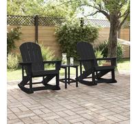 KTHLBRH Tumbona Rocking Adirondack 2 piezas negro HDPE | Con cojines extraíbles, polietileno resistente, diseño clásico para jardín