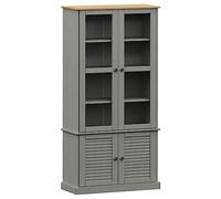 KTHLBRH Vitrina VIGO Gris 85 x 35 x 170 cm Madera Maciza Pino Estantes Decorativos Estantería Oficina Librería Salón Estantes para el Dormitorio para Oficina, Sala de Estar Dormitorio