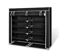 KTHLBRH Zapatero de Tela con Cubierta Negro 115x28x110 cm, Organizador de Calzado Doble de 5 Niveles con Capacidad para 30 Pares, Cubierta Textil no Tejido con Cremallera