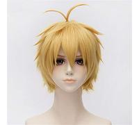 Ktip Up the Seven Deadly Sins Meliodas Cosplay Pelucas Corto Rubio Resistente al calor Pelo sintético Perucas Anime Disfraz Peluca + Peluca Cap KUHC A523