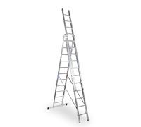 KTL Escalera Industrial de Aluminio Triple Tijera un Acceso con Tramo Extensible 11 x 3 peldaños Serie Robust