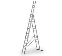 KTL Escalera Industrial de Aluminio Triple Tijera un Acceso con Tramo Extensible 15 x 3 peldaños Serie Robust