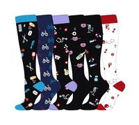 KTLCNDF Calcetines de compresión largos (6 pares): calcetines de nailon de secado rápido que absorben la humedad for correr y yoga.(6pairs-series-15,L/XL)