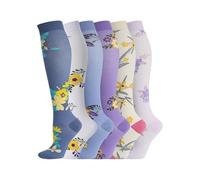 KTLCNDF Calcetines de compresión largos (6 pares): calcetines de nailon de secado rápido que absorben la humedad for correr y yoga.(6pairs-series-1,L/XL)