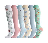 KTLCNDF Calcetines de compresión largos (6 pares): calcetines de nailon de secado rápido que absorben la humedad for correr y yoga.(6pairs-series-7,L/XL)