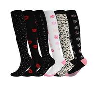 KTLCNDF Calcetines de compresión largos (6 pares): calcetines de nailon de secado rápido que absorben la humedad for correr y yoga.(6pairs-series-14,L/XL)