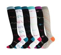 KTLCNDF Calcetines de compresión largos (6 pares): calcetines de nailon de secado rápido que absorben la humedad for correr y yoga.(6pairs-series-2,L/XL)