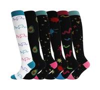 KTLCNDF Calcetines de compresión largos (6 pares): calcetines de nailon de secado rápido que absorben la humedad for correr y yoga.(6pairs-series-13,L/XL)