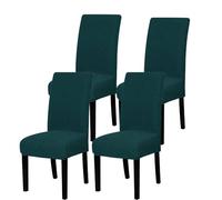 KTLCNDF Funda For Silla De Comedor De Dos Piezas, Tejido Jacquard Elástico De Gran Ajuste, Protector De Asiento Extraíble Y Lavable, Color Beige(Dark Aqua,4)