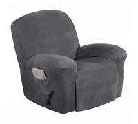KTLCNDF Juego De 4 Fundas De Terciopelo For Sillón Reclinable: Fundas Elásticas De Felpa For Sillones Reclinables Manuales/eléctricos con Bolsillos Laterales Y Protector De Muebles.(Gray)