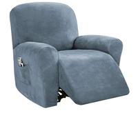 KTLCNDF Juego De 4 Fundas De Terciopelo For Sillón Reclinable: Fundas Elásticas De Felpa For Sillones Reclinables Manuales/eléctricos con Bolsillos Laterales Y Protector De Muebles.(Gray Blue)