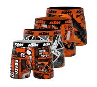 KTM Boxer hombre, calzoncillos para hombre, estiramiento y ultra suave (juego de 4), Naranja/Negro/Blanco, M