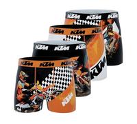 KTM Boxer infantil, calzoncillos para niño, cómodo y ultra suave (juego de 4), negro, naranja y blanco, 14-16 años
