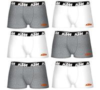 KTM L - Set de 6 Calzoncillos bóxer Blanco y Gris Claro