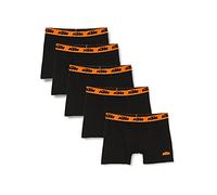 KTM Set 5 Microfibra (60% poliéster-35% algodón-5% Elastano) -Negros con Cintura Naranja Boxer, Pack 5pcs T085-1, L para Hombre