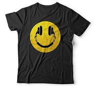 KTOPMC DJ Smiley Face Shirt Unisex - Rave, Acid, House, Happy Face, Music Short Sleeve T Shirt Shirt Tops(Medium)
