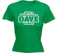 KTOPMC Women's What A Difference A Dave Makes - Fitted T-Tshirts Camisetas y Tops Green(Large)