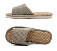 ktprniy Pantuflas de lino para interiores, cómodas, transpirables, antideslizantes y silenciosas, para todo el año. Braun EU 44-45