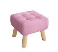 KTREZ - Reposapiés redondo de tela con patas de madera maciza, pies silenciosos antideslizantes, diseño apilable de 30 cm y funda extraíble lavable, sin montaje, reposapiés compacto para sala de estar