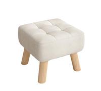 KTREZ - Reposapiés redondo de tela con patas de madera maciza, pies silenciosos antideslizantes, diseño apilable de 30 cm y funda extraíble lavable, sin montaje, reposapiés compacto para sala de estar