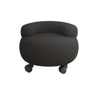 KTREZ Silla de silla baja con ruedas de tela, taburete rodante de 360 ° con respaldo para silla de ruedas con ruedas universal, taburete de escalera redondo bajo con ruedas para el hogar o negro