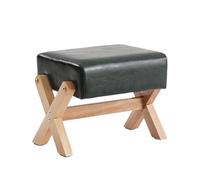 KTREZ Silla rectangular moderna de piel sintética, 32 x 26 x 27 cm, patas de madera maciza en forma de X y almohadillas antideslizantes, cojín de espuma de alta densidad, diseño de esquinas