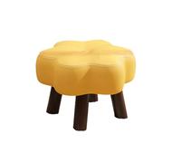Ktrezs Asiento Acolchado De Cuero PU con Patas De Madera Maciza, 34 × 34 × 24 Cm Diseño Floral De Alta Resiliencia Asiento De Esponja, Pisos Apilables para La Sala De Estar Yellow