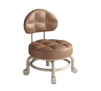 Ktrezs Cojón Redondo Grueso Taburete bajo enrollamiento, Silla de Taburete de Rueda móvil, Taburete ergonómico de polea sin Brazo para la Costura de la Costura del baño Brown