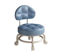 Ktrezs Cojón Redondo Grueso Taburete bajo enrollamiento, Silla de Taburete de Rueda móvil, Taburete ergonómico de polea sin Brazo para la Costura de la Costura del baño Blue