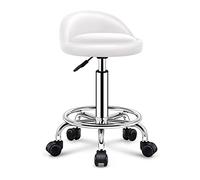 Ktrezs Deluxe Round Altura Redonda Hidráulica Hidráulica Hidráulica Ajuste, Ideal para SPA Masaje Facial Tattoo Doctor Oficina O Uso Doméstico (bajo Respaldo) White