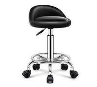 Ktrezs Deluxe Round Altura Redonda Hidráulica Hidráulica Hidráulica Ajuste, Ideal para SPA Masaje Facial Tattoo Doctor Oficina O Uso Doméstico (bajo Respaldo) Black