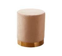 Ktrezs Descanso De Pie De Terciopelio Redondo Tapizado Otomano, Taburete De Pie De Espuma Moderno Y Redondo con Base De Metal De Color Dorado, Muebles Decorativos para El H Beige-30cm