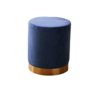 Ktrezs Descanso De Pie De Terciopelio Redondo Tapizado Otomano, Taburete De Pie De Espuma Moderno Y Redondo con Base De Metal De Color Dorado, Muebles Decorativos para El H Blue-40cm