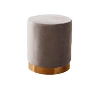 Ktrezs Descanso De Pie De Terciopelio Redondo Tapizado Otomano, Taburete De Pie De Espuma Moderno Y Redondo con Base De Metal De Color Dorado, Muebles Decorativos para El H Grey-40cm